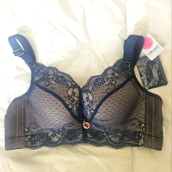 Fall Sweet Other - Fall Sweet Lace Padded Underwire Push Up Bra In Navy Blue, Size 36C